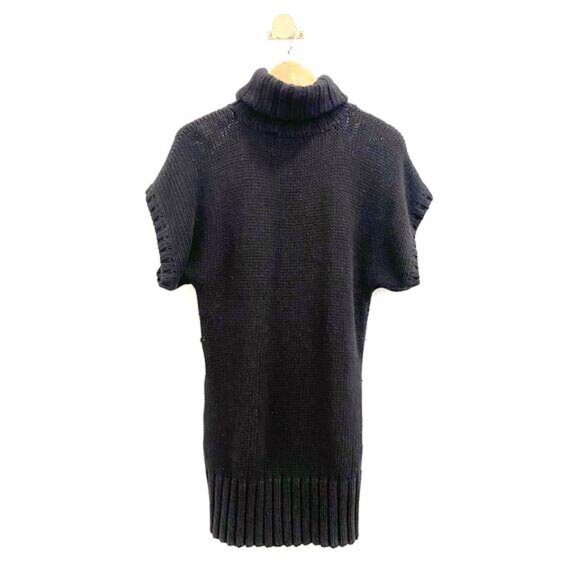 🖤 Black Knit Sweater Dress – Cotton and Cashmere Mini - S - Picture 2 of 10